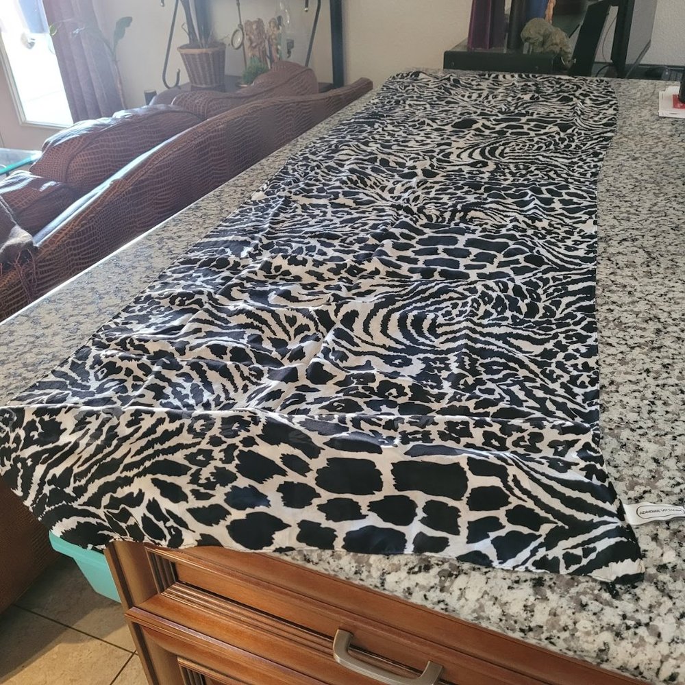 Vintage Adrienne Vittadini 66" x 22" 100% Silk Animal Print Scarf, with label